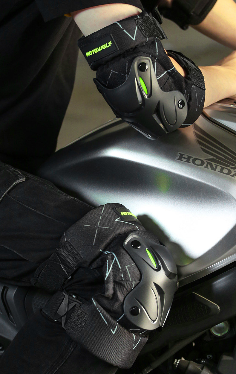 MotoWolf electric motorcycle knee pads, anti-fall leg guards for riding, suitable for all seasons, spring and summer rider protective gear