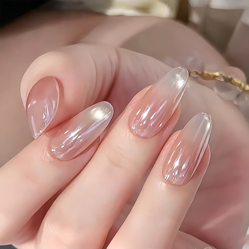 【Moonlight Hailey】Nude Pink Glass Bead Cat Eye Gentle Aurora Hailey Nails High-End Simple Handmade Wearable Nails 【Moonlight Hailey】Nude Pink Glass Bead Cat Eye Gentle Aurora Hailey Nails High-End Simple Handmade Wearable Nails