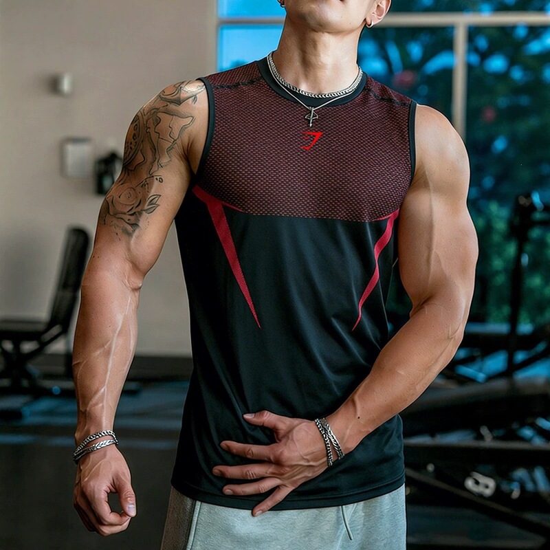 Gymshark Cross-Border Best-Selling Fitness Vest Men's Summer Elastic Quick-Drying T-Shirt Sports Training Sleeveless Top