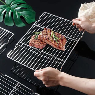 Cooling Rack Stainless Steel Barbecue Net Rectangular with Feet Bread Drying Net Baking Tool Barbecue Net Rack Drying Di Peng