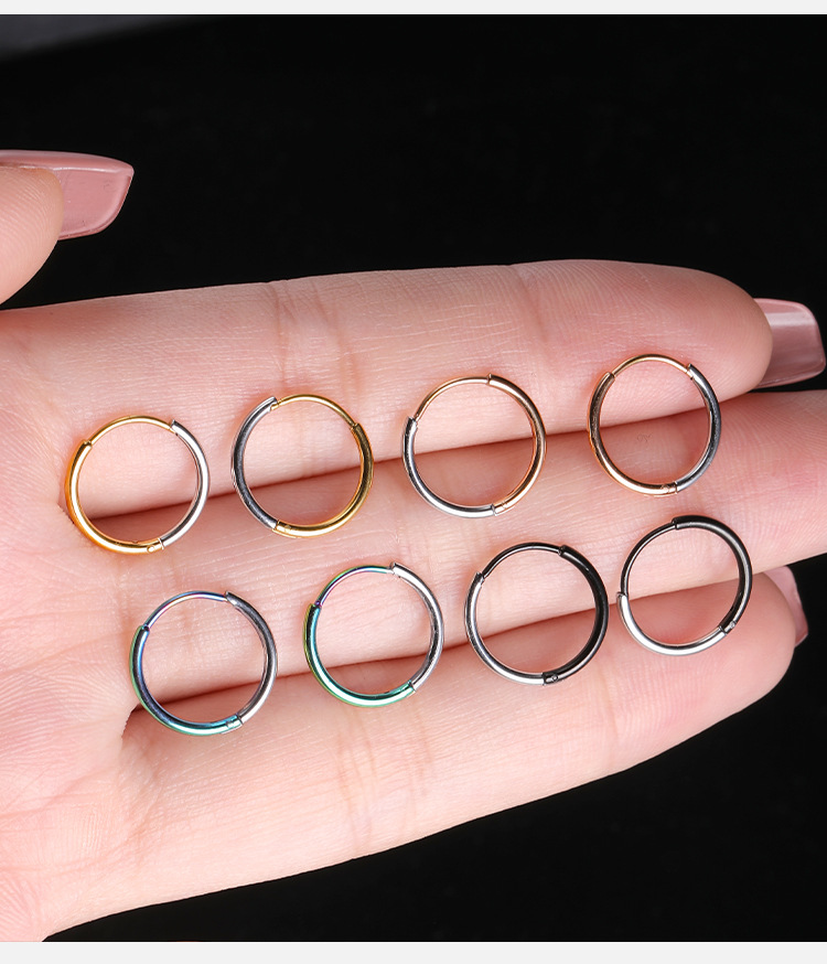 2022 New Hot Selling 1.2mm Diameter Stainless Steel Earring Circle for Men and Women Color Matching Ear Bone Ring detail image 7