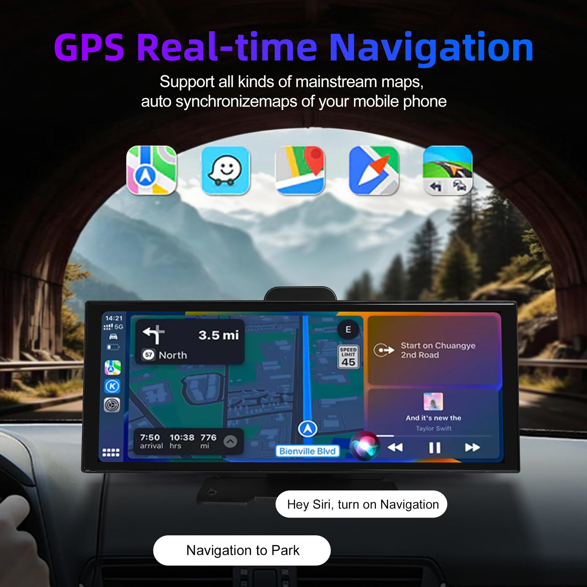 New 11.4inch Dash Cam 4K HD ADAS Car Navigation CarPlay Portable Screen 60fps Recorder