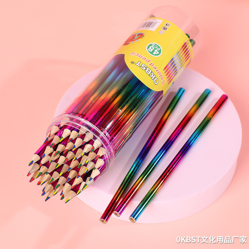 48 barril Arco Iris pluma de cuatro colores mismo núcleo Arco Iris pluma DIY graffiti creativo color lápiz Amazon Venta caliente