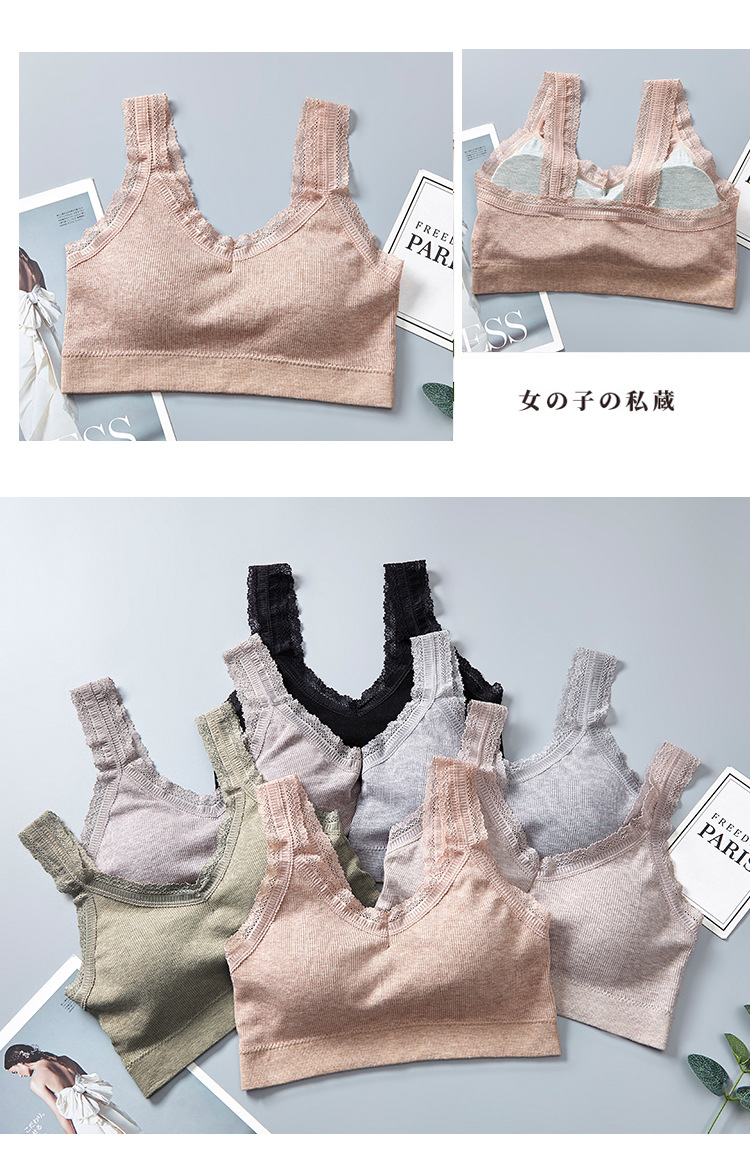 棉美背裹胸性感蕾丝边V领聚拢打底防走光乳胶胸垫可拆卸运动文胸详情图18