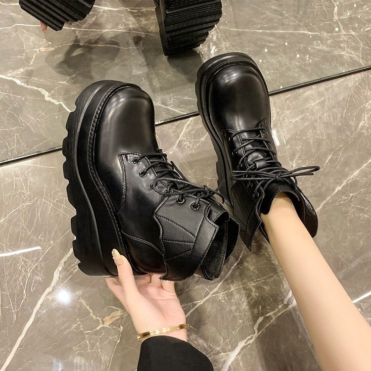 Damen Plateau Stiefeletten Mit Absatz Und Schnalle Für Den Winter_voghion.com