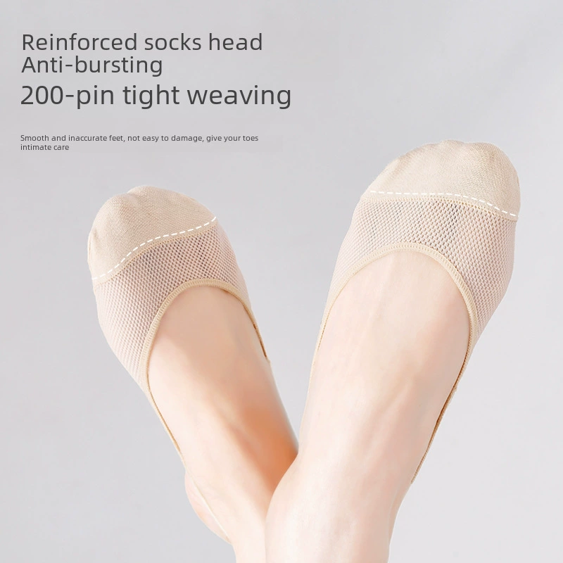 Shoes with mesh high heels, spring summer thin sponge invisible non-slip socks, lifting effect