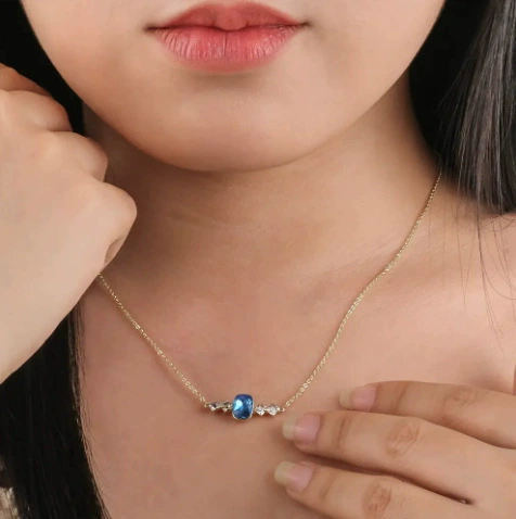 Трансграничные конфеты цвета простой модный циркон кулон ожерелье европейский и американский цветной драгоценный камень циркон кулон медный украшения