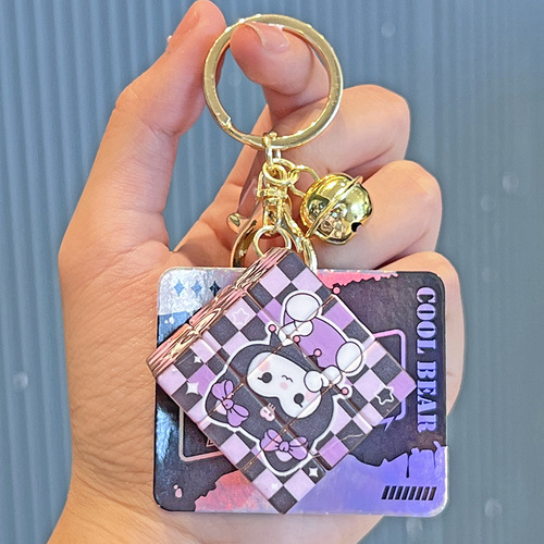 Cartoon keychain small pendant cute pet animal series intelligence stress relief three-stage magic cube mini school bag pendant