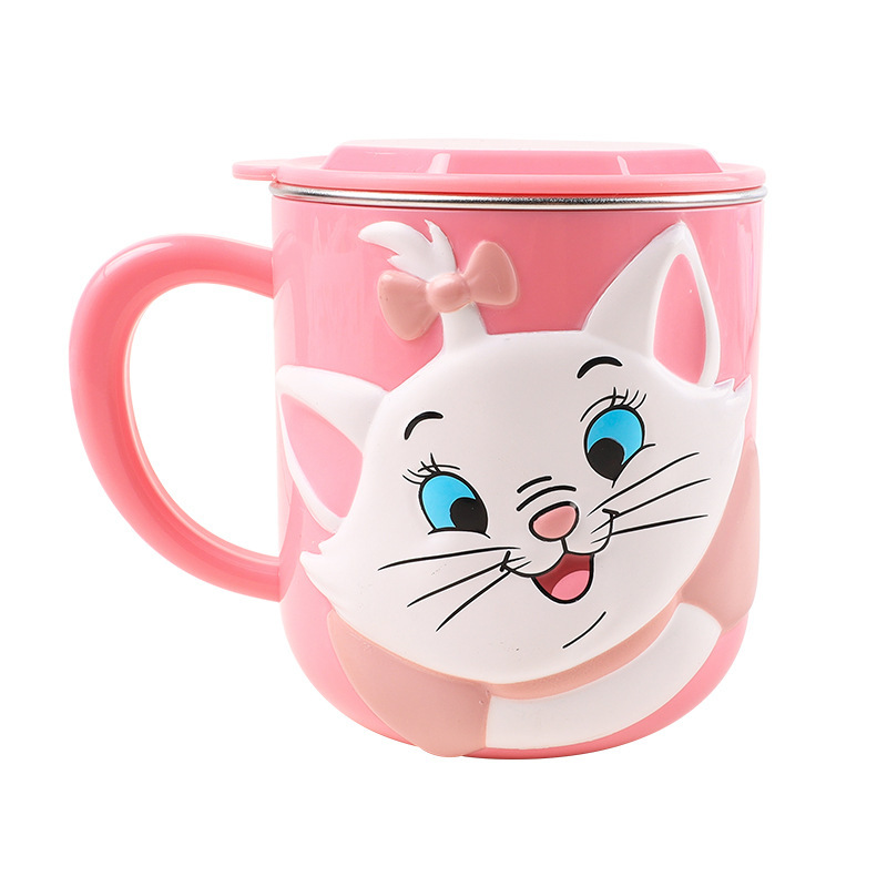 Disney serie 3D tazas estereoscópicas para niños 304 tazas de acero inoxidable tazas de agua princesa tazas de desayuno McQueen anti-caída