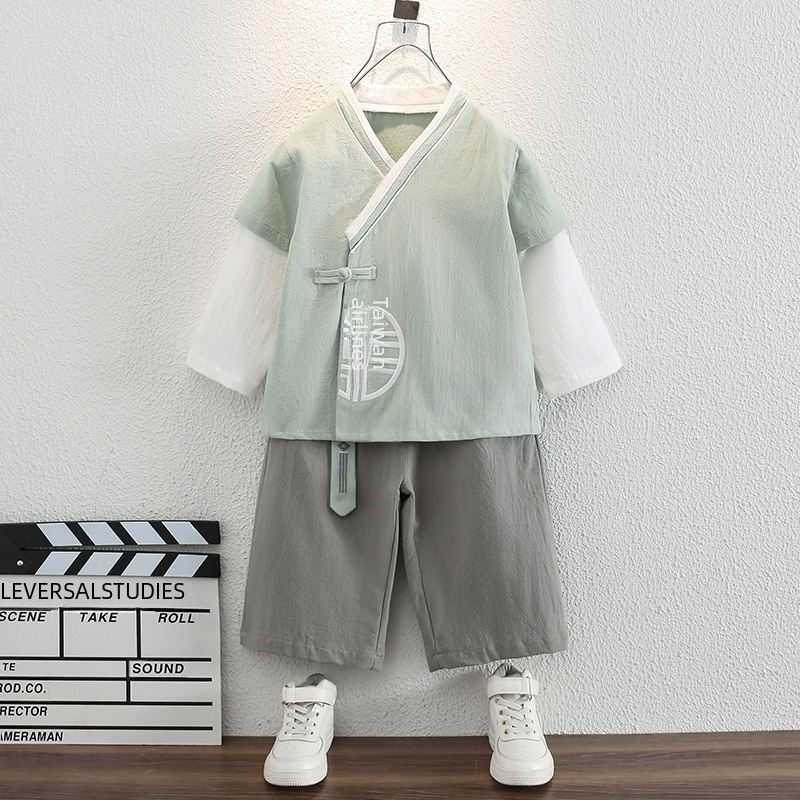 Children's Hanfu Men's Autumn Outfit 2023 New Tang Suit Spring and Autumn Boys Chinese Style Ancient Costume Long Sleeve Traditional Performance Clothes