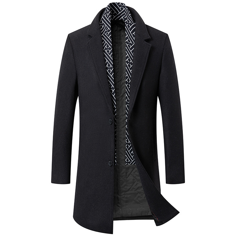 Autumn and Winter Wool Woolen Coat Men's Coat Fashion Scarf Mid-length Woolen Coat Amazon Cross-border Coat Men Autumn and Winter Wool Woolen Coat Men's Coat Fashion Scarf Mid-length Woolen Coat Amazon Cross-border Coat Men