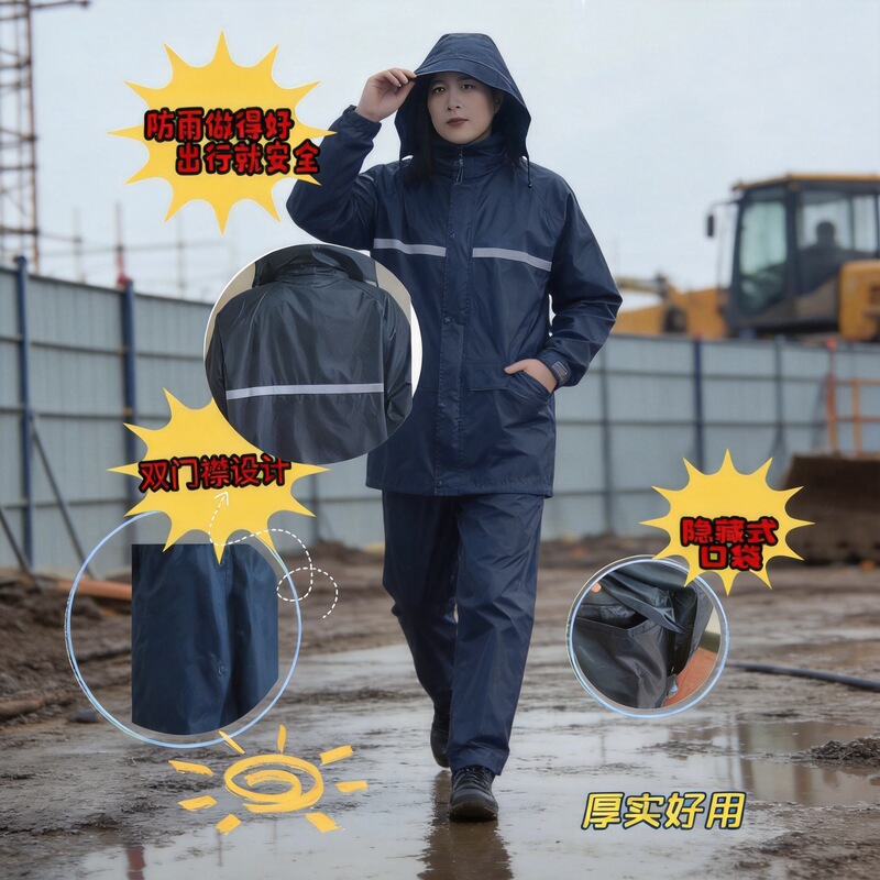 Manufacturer Wholesale Popular Reflective Casual Waterproof Motorcycle Double-Layer Split Raincoat for Electric Scooters Pvc