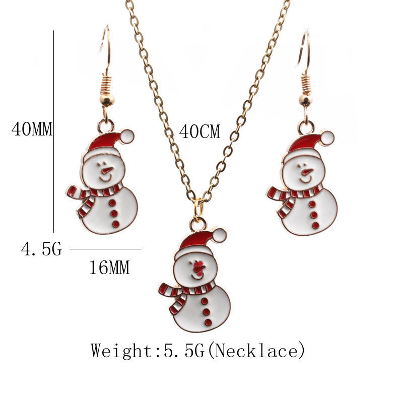 Weihnachtsgeschenk Schneemann Legierung Ohrringe Halskette Set Großhandel Schmuck Nihaojewelry display picture 1