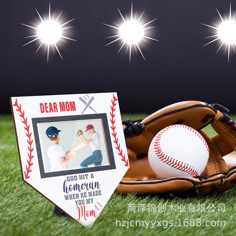 Christmas Holiday Baseball Photo Frame Home Plaque Sports Theme Decorative Ornament Wall Mounted Photo Holder