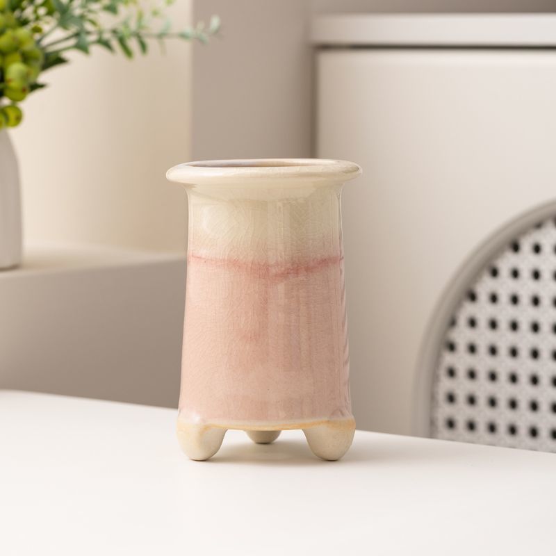 多肉花盆陶瓷渐变流釉带脚透气冰裂高筒创意个性简约家用桌面装饰