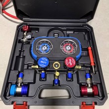 现货批发汽车空调冷媒表黑色阀体加氟压力表134a雪种加液双表组