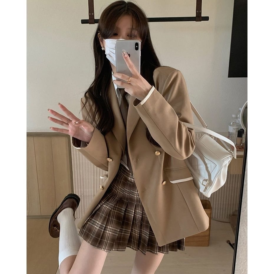 Spring and autumn collection: sweet and stylish JK-style blazer, Korean-style long-sleeved shirt, short blazer for petite women