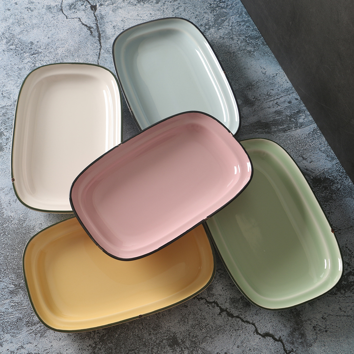 TinTin esmalte de imitación de gama alta plato para el hogar [LZ ding serie ding] placa rectangular con buena calidad