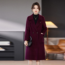 高端双面羊毛羊绒大衣女  简约优雅时尚宽松大码手工毛呢长款外套