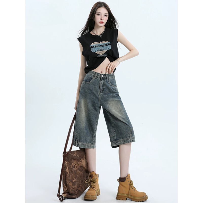 Women's high-waisted denim shorts, summer 2026 new style, loose and lightweight, suitable for petite women Women's high-waisted denim shorts, summer 2026 new style, loose and lightweight, suitable for petite women