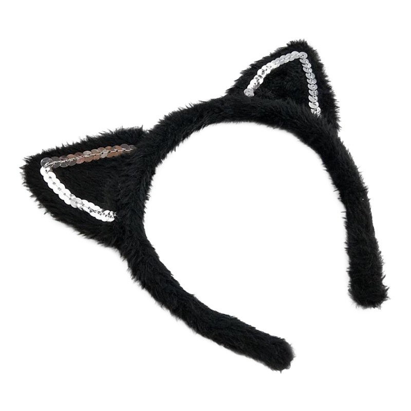 La muchacha del gato de Halloween juega la venda del oído de gato del comercio exterior al por menor al por mayor super cool sequined CAT ear CAT diadema