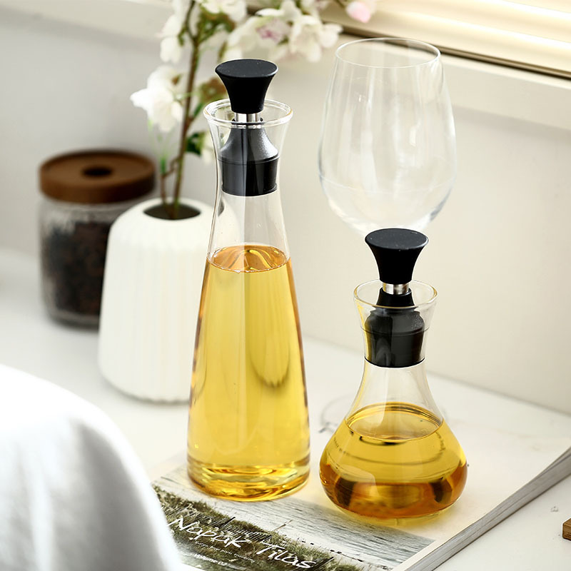 Hogar vidrio de borosilicato botella de salsa transparente botella de aceite de cocina botella de vinagre botella de aceite botella de condimento de vidrio transparente