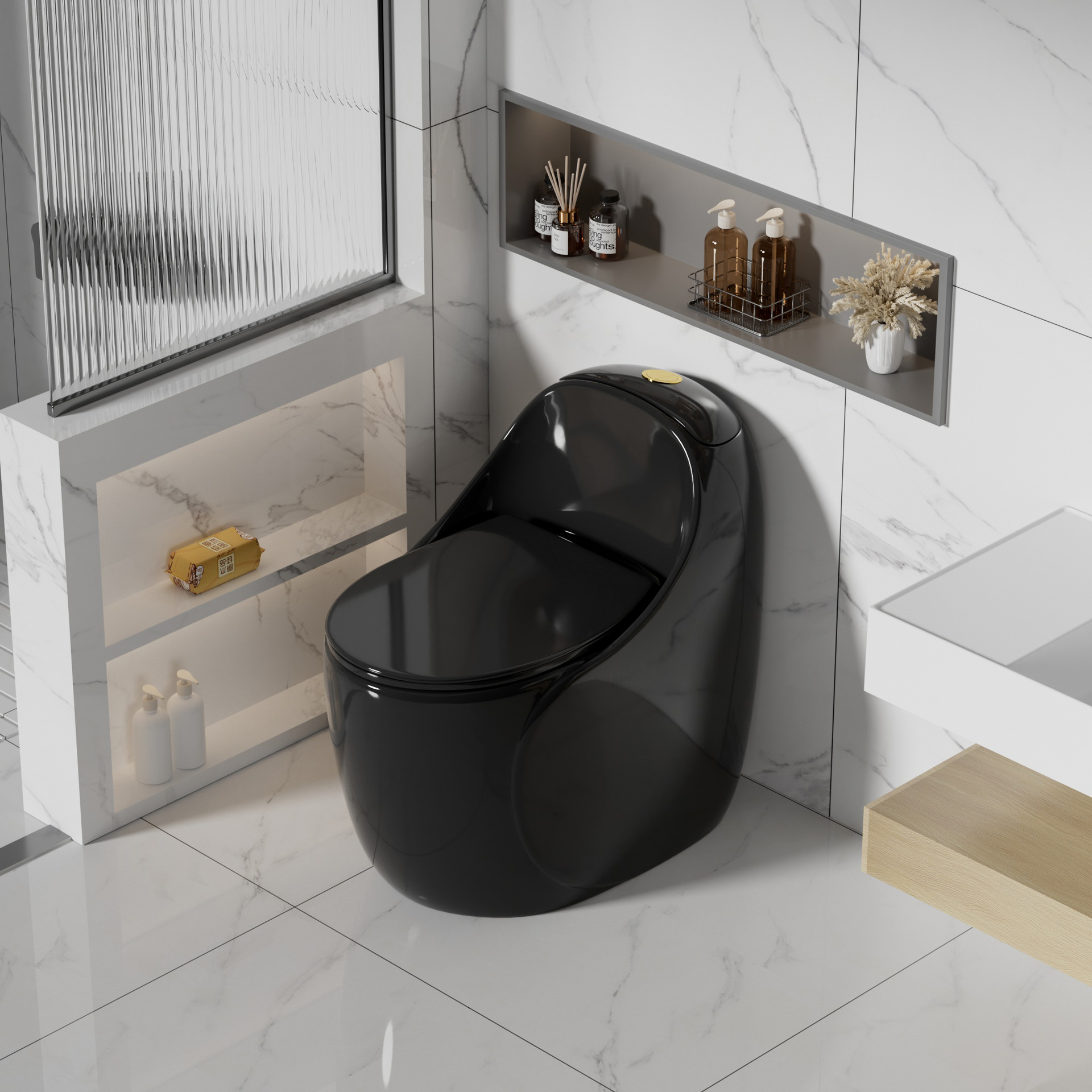 Inodoro creativo, inodoro para el hogar, personalidad, cerámica de color en forma de huevo, bombeo de agua, proyecto de hotel al por mayor