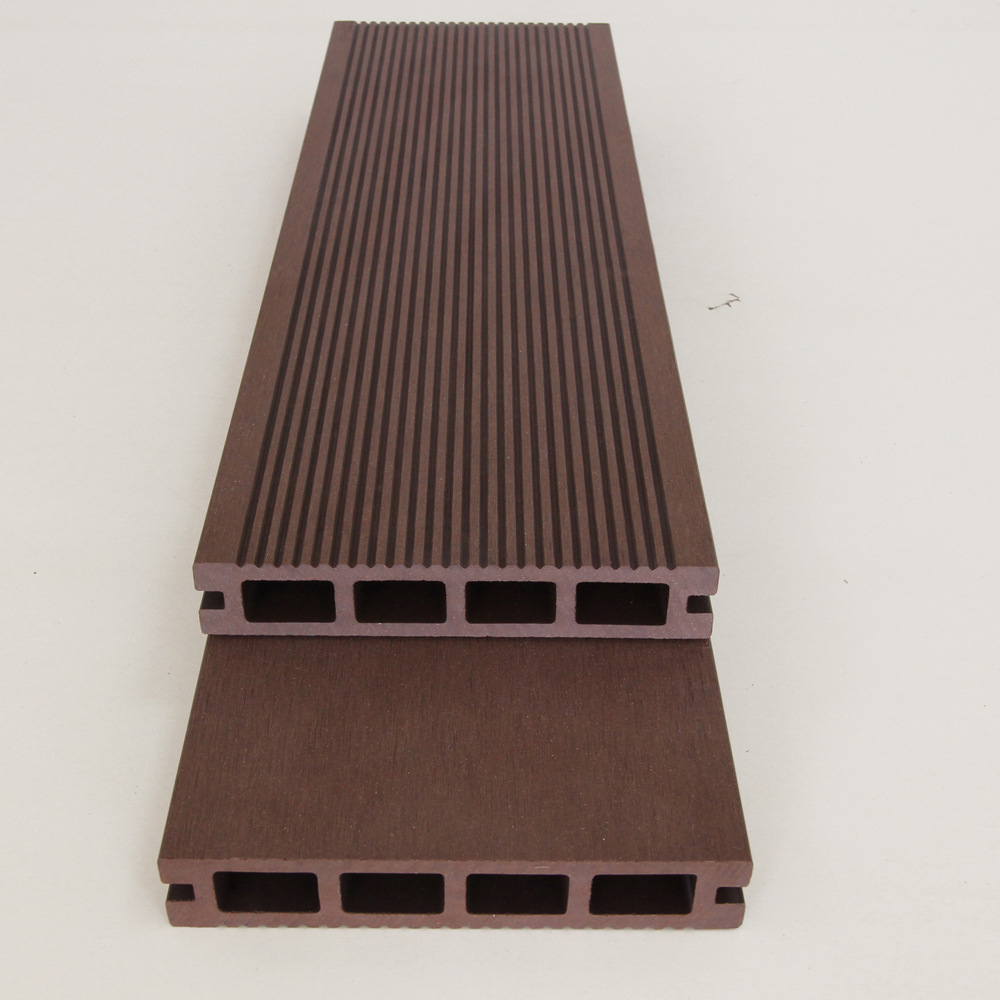 Fábrica de piso de plástico de madera al aire libre agujero cuadrado plástico piso de madera jardín patio ingeniería decoración 145*25 anticorrosión madera ecológica image 4