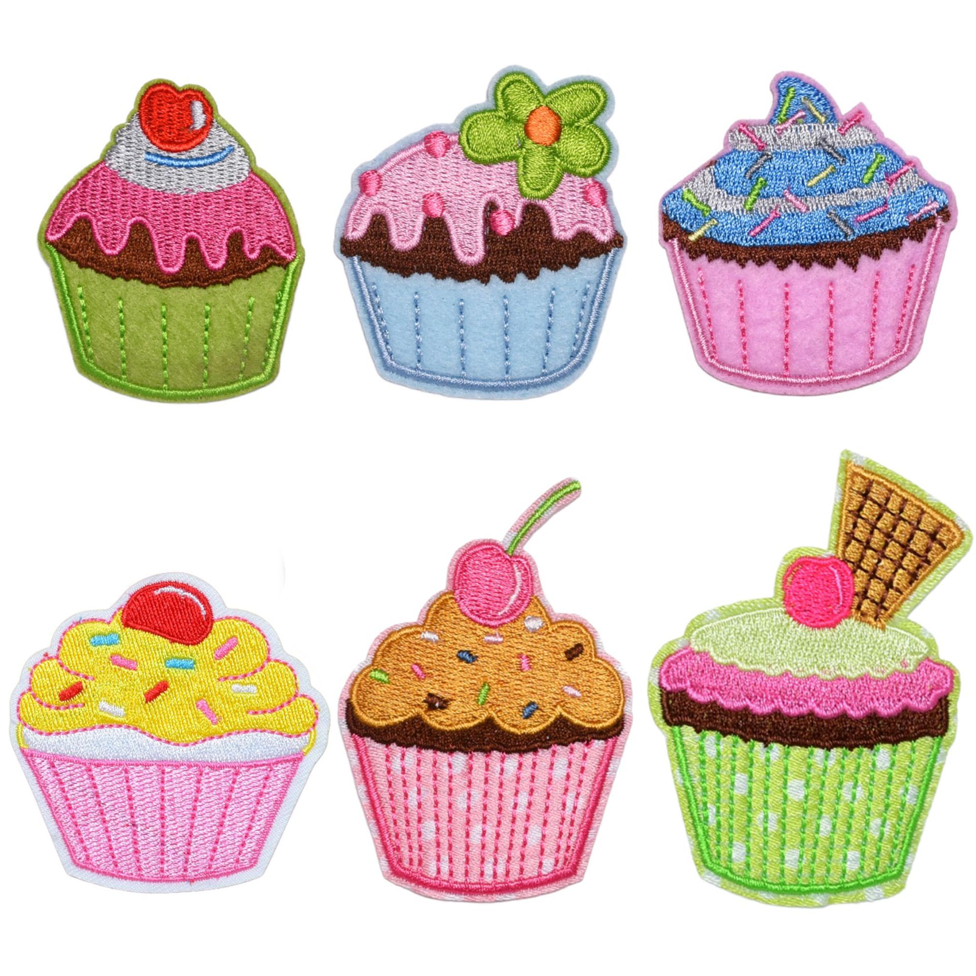 厂家直销刺绣布贴卡通冰淇淋蛋糕儿童服装辅料背胶破洞装饰补丁贴