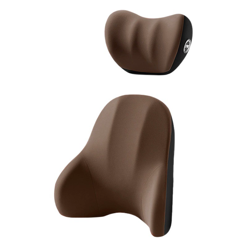 Новая умная автомобильная подушка-подголовник 3-в-1 с поясничной поддержкой, из пены с эффектом памяти, с электрическим массажем, подогревом и функцией подушки безопасности