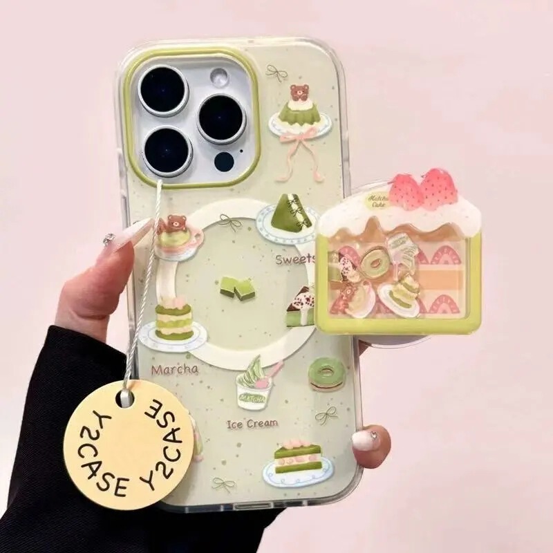 Matcha Suitable for Samsung S23Fe Mobile Phone Case S25Ultra/S24Plus/S21 Magnetic Suction 3 Apple 16Promax