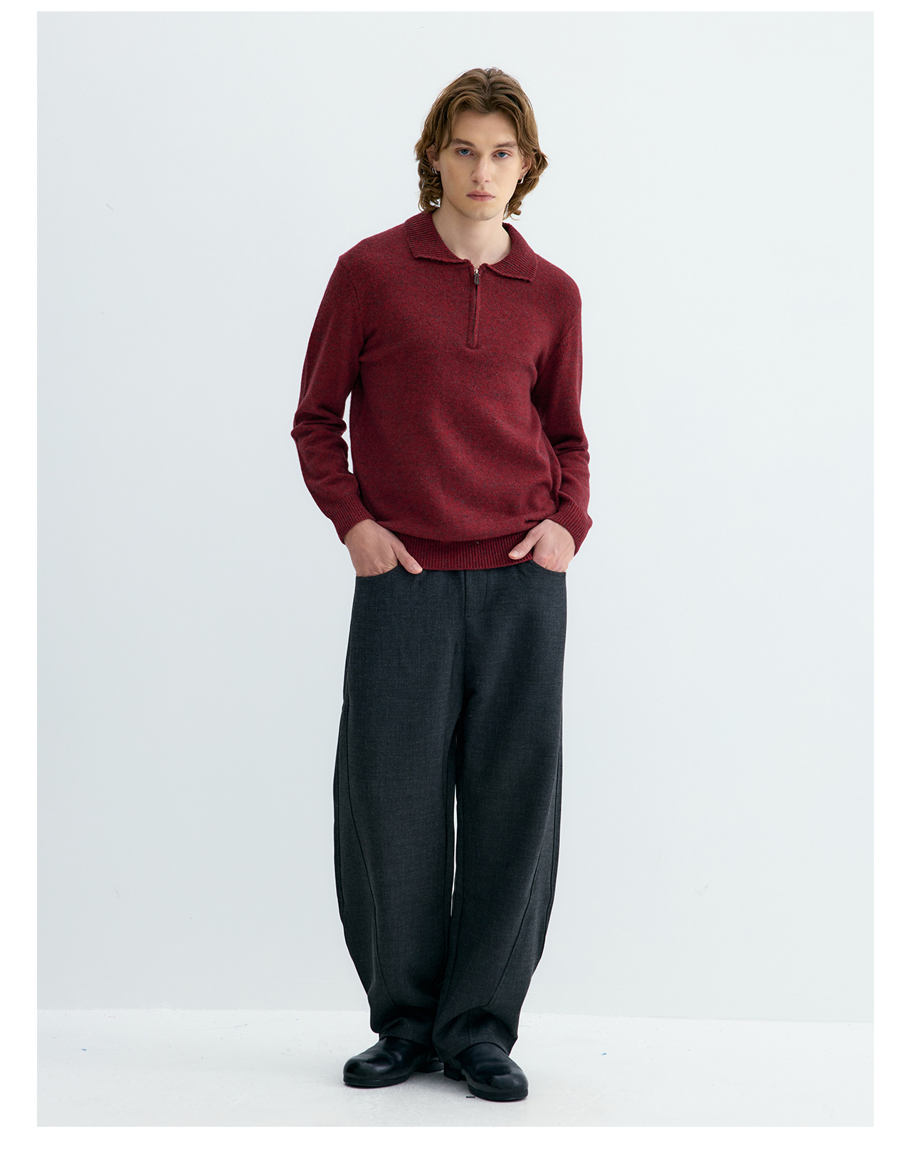 UNF 500g Half-Zip Polo Collar Sweater