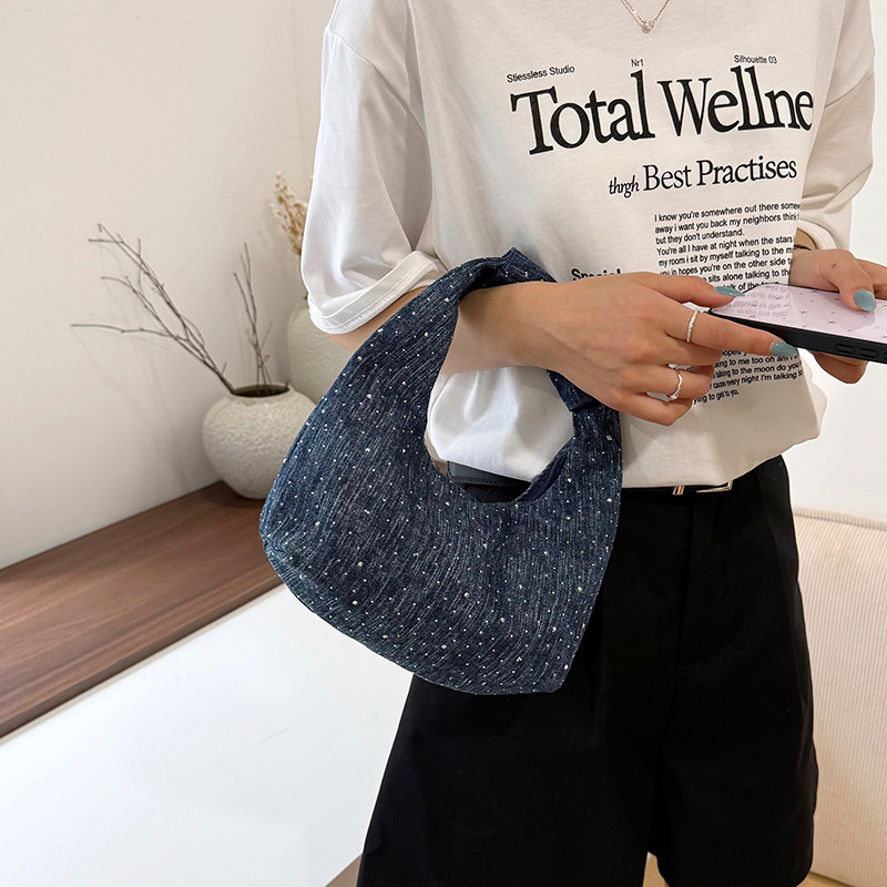 Moda moda moda personalidad jeans taladro caliente bolsas de bolsillo de mano alta calidad brillante bolsas de hombro de viaje mochila