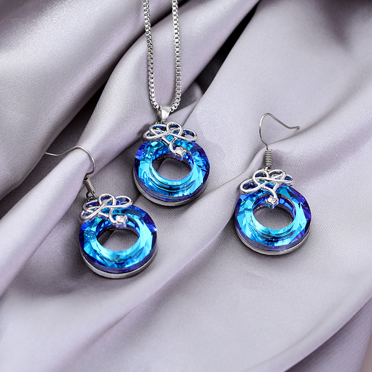 Elegant Geometric Alloy Plating Artificial Crystal Womenu0027S Earrings Necklace