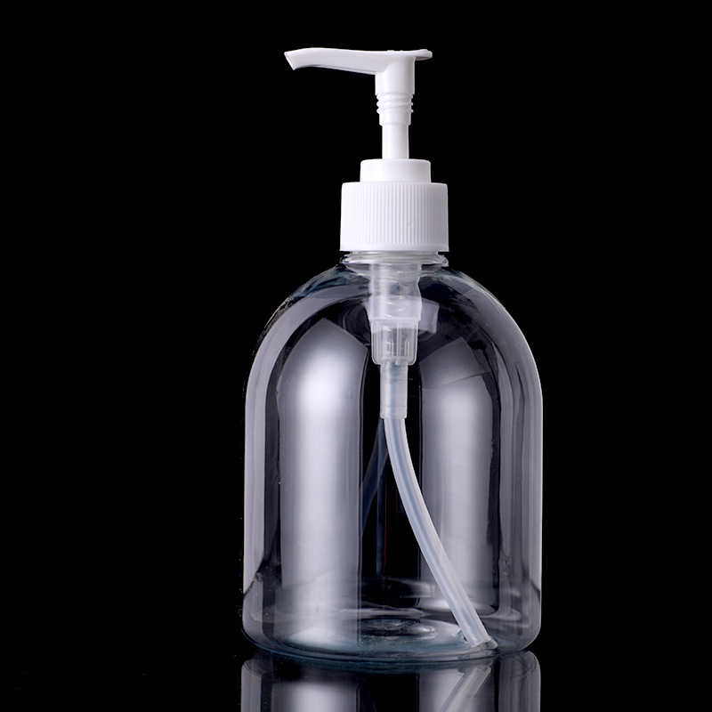 Botella transparente de 500ml para desinfectante de manos, botella de PET, botella vacía para desinfectante de manos tipo prensa, botella de embalaje, botella con boquilla para loción