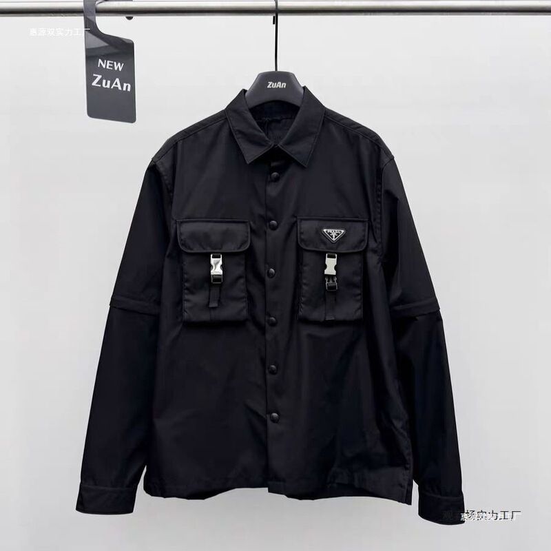 Spring and Summer New Fashion Casual Jacket Men's Triangle Logo Black Lapel Jacket Men's Top Men's Workwear Trendy Brand Spring and Summer New Fashion Casual Jacket Men's Triangle Logo Black Lapel Jacket Men's Top Men's Workwear Trendy Brand