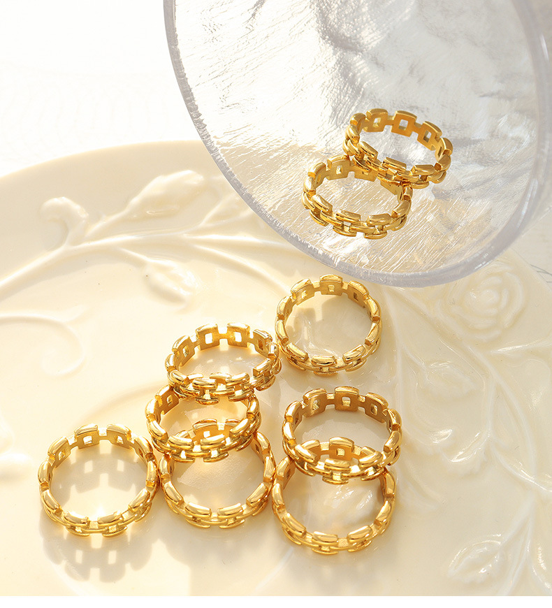 18K Gold Plated Plating Material Wholesale Jewelry Fashion Geometric 304 Stainless Steel No Inlaid 18K Gold Plated Plating Rings