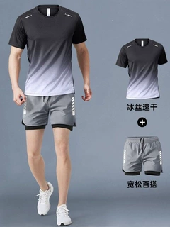 跑步男运动套装马拉松专业夏季短袖短裤装备速干训练健身衣服专用