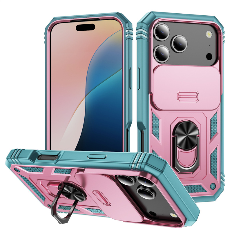 适用iPhone17Pro军事推窗三合一手机壳苹果16指环车载磁吸防摔保 - 11