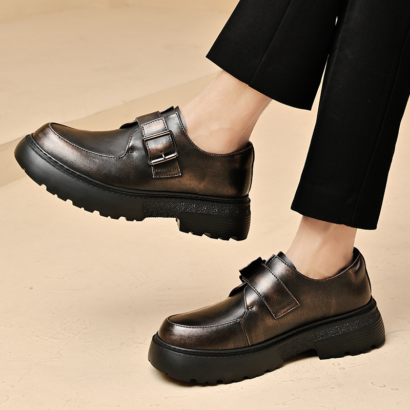 Zapatos de hombre 2024 nuevos zapatos de cuero negro Martin zapatos de cuero casuales británicos de alto nivel bajos zapatos de moda