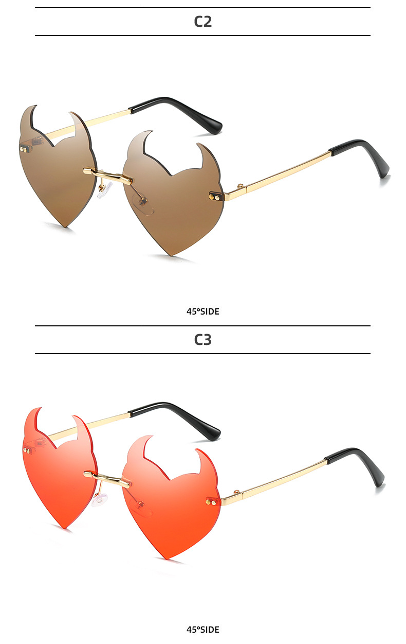 Funny Solid Color Pc Special-shaped Mirror Frameless Women's Sunglasses display picture 5