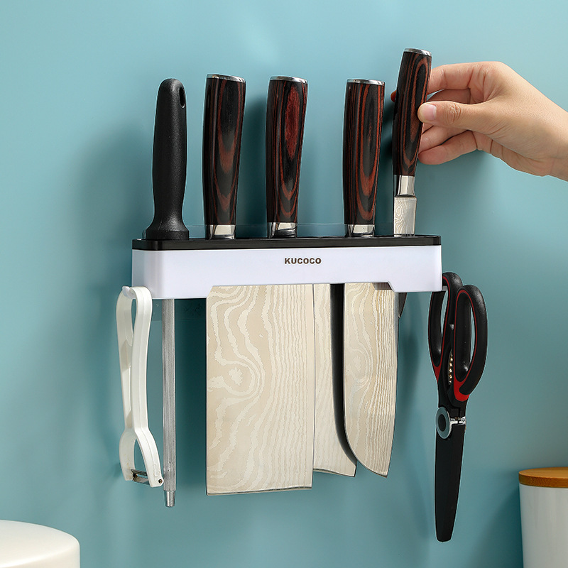 Hot Style Knife Holder Kitchen Punch-free Wall-mounted Knife Holder Household Knife Knife Holder Scissors Hanger Multi-functional Storage Rack