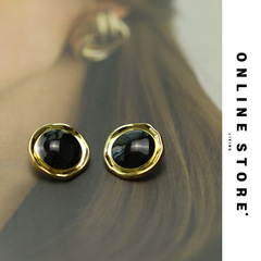 Circular metal buttons, black small scented French-style sweater, tweed coat buttons, fur coat, Western clothing buttons