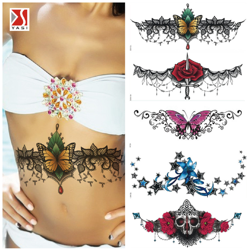 Wholesale Cross-Border Foreign Trade Temporary Tattoo Stickers for Europe and America, Chest, Back, Navel Scar Cover, Water Transfer Tattoo Stickers for Concealing Blemishes
