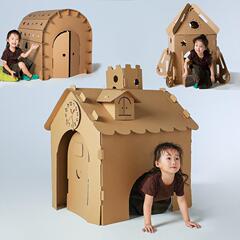 Diyの子供の手作りの模型の製作材料の子供は色を塗って硬いダンボール箱のDIYのおもちゃの紙の殻の家の板紙の家を塗ります。