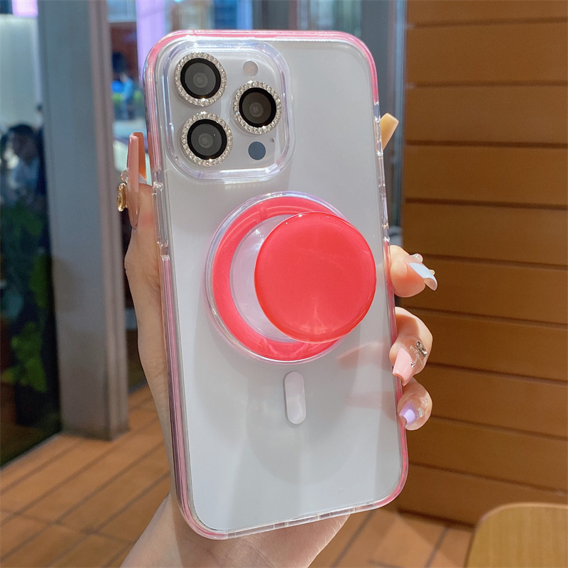 Funda de teléfono magnética transparente de color para Apple 16ProMax simple 15Pro pareja 14/13 nuevo 15PM