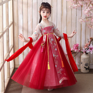 Chinese girls hanfu children&apos;s costume super baby fairy in the spring of the new version of its 2022 long sleeve skirt outfit Ru spring girl