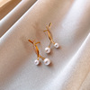 Silver needle, long earrings from pearl with tassels, silver 925 sample, bright catchy style