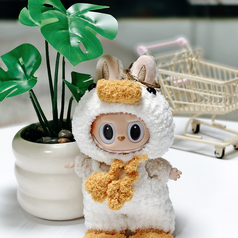 【衣類のみ】labubu ラブブ ビニール服 ベビー服 シットオン パーティー フード 帽子 マカロン 17cm|undefined