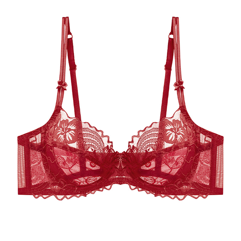 Sujetador francés transfronterizo, fino, de verano, sexy, estilo puro deseo, dulce, con aros suaves de acero, transpirable y de encaje.